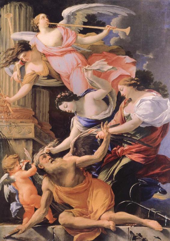 Simon  Vouet Saturn,Conquered by Amor venus and hope France oil painting art